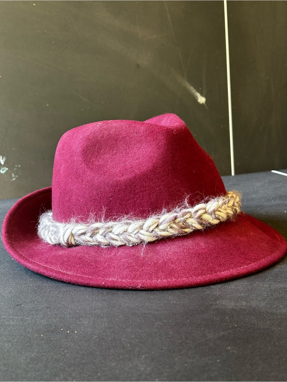 Women’s Burgundy Wool Felt Hat with Braided Band